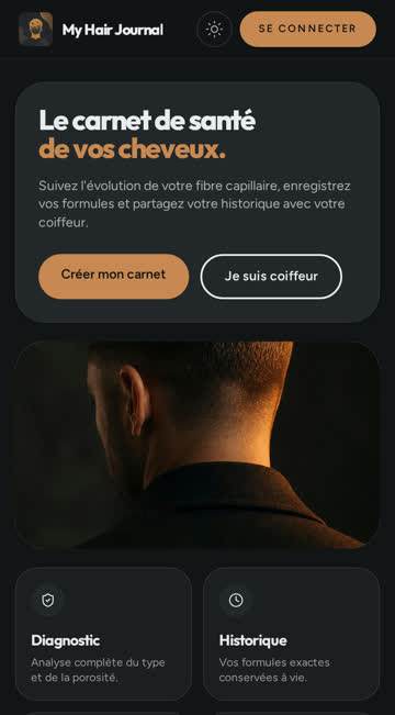 Aperçu de l'accueil en mode sombre